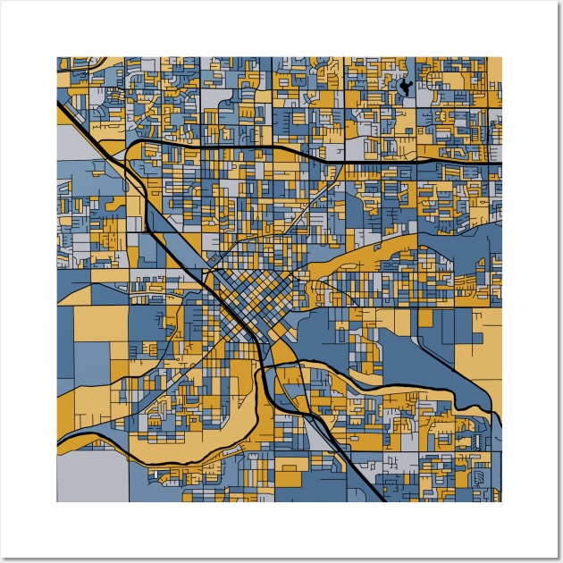Modesto Map Pattern in Blue & Gold Wall Art by PatternMaps